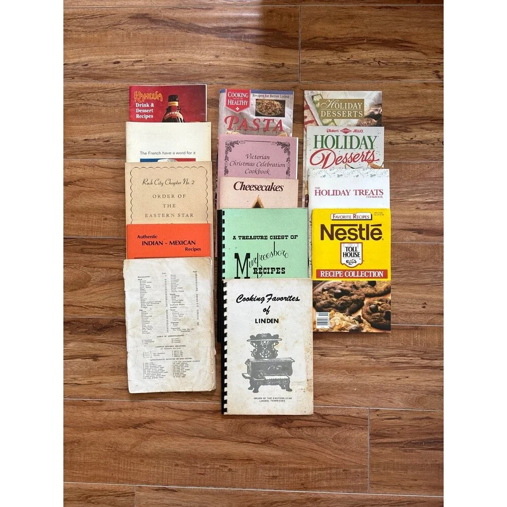 Vintage Cookbook Lot Community Church Recipe Books Holiday Desserts Weight Watch